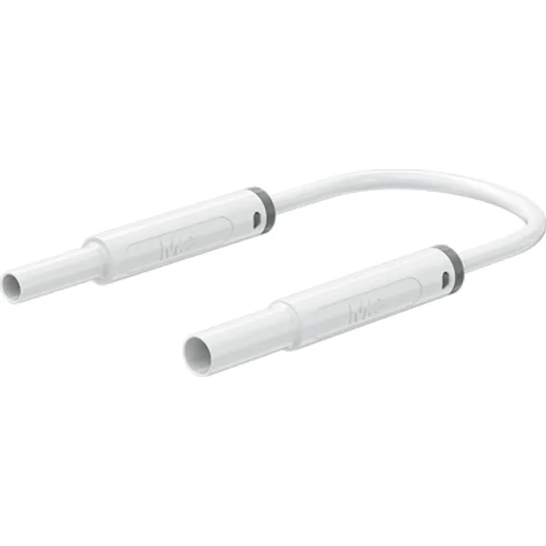 Safety measuring lead with (4 mm lamella plug, straight) to (4 mm socket, straight), 1.5 m, white, PVC, 1.0 mm², CAT IV, 66.1044-15029 image 1