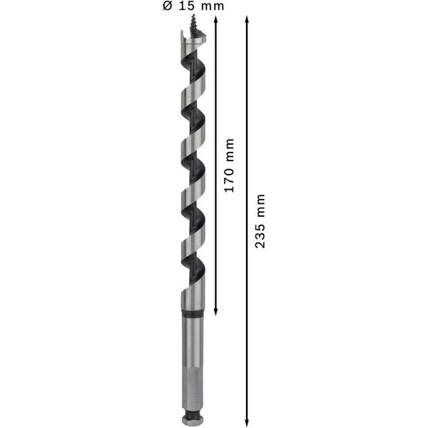 Wood auger bit, hexagon 15 x 170 x 235 mm, d 11,1 mm image 2