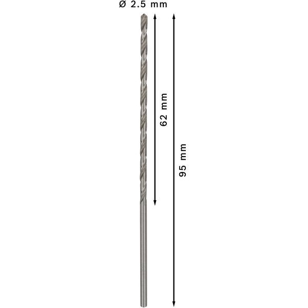 Metal drill bits HSS-G, DIN 340 2,5 x 62 x 95 mm 5 pcs. image 2