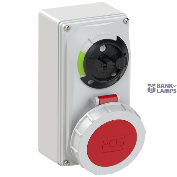Fixed socket with switch, 32A 4P 6h IP66/67 image 1