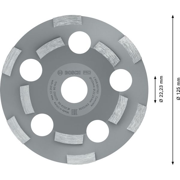 Diamond grinding head Expert for Abrasive 125 x 22.23 x 4.5 mm image 1