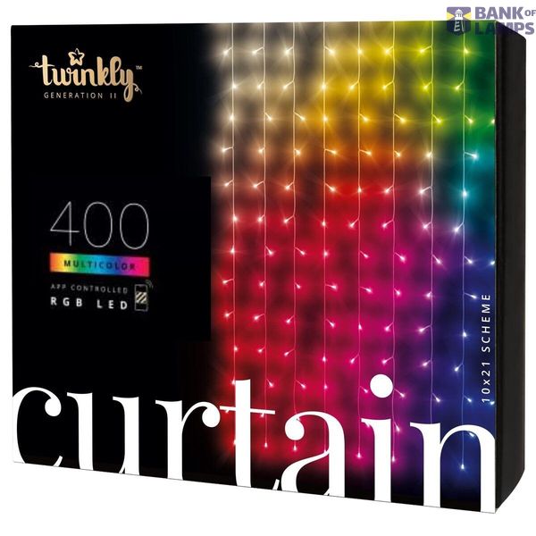 400L 5MM matt+clear flat RGBW lens light curtain, 10 drops of 10 lamps, 1.5 meter wide, 2,1 meters long, 5cm lamp spacing, Transparent wire, BT+WiFi, Gen II, IP44, Plug F image 1