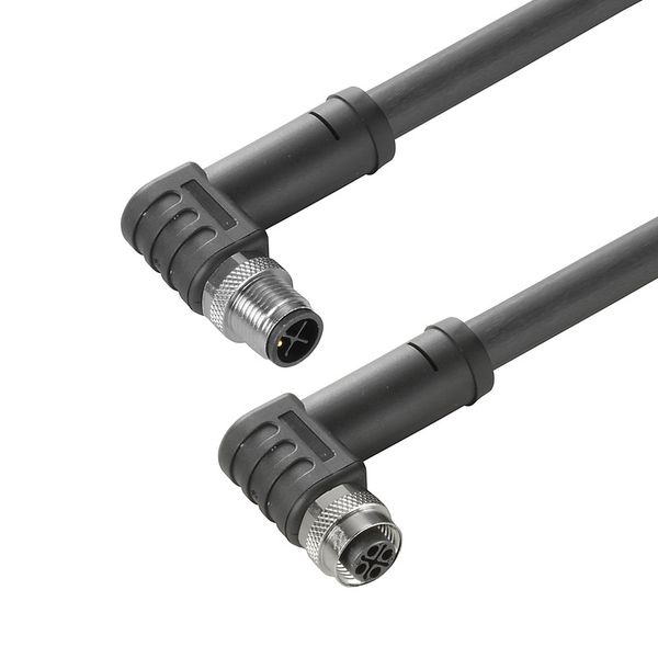 Power cable, Connecting line, M12 / M12, Number of poles : 3 (2 + PE), 5 m, pin, 90&deg; - socket 90&deg;, Shielded: No, LED: No, Sheath material: PUR, Halogen: No image 1