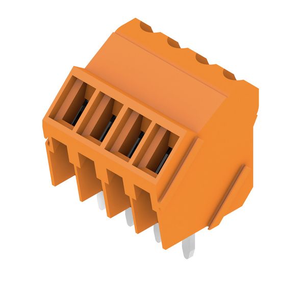 Printed circuit board terminals, 3.50 mm, Number of poles: 4, 135°, Solder pin length (l): 3.2 mm, tinned, orange, Clamping yoke connection, Clamping range, max. : 2.08 mm², Box image 2