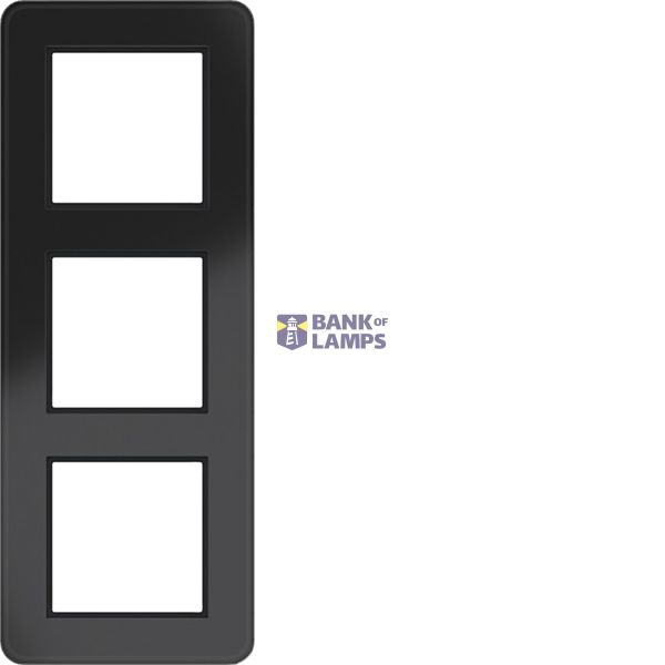 Triple cover frame, C.8, glossy black glass image 1