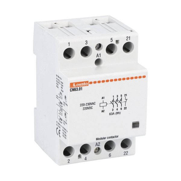 Modular contactor, three-pole or four-pole, 63A AC1, 220...230VAC (3NO+1NC) image 1