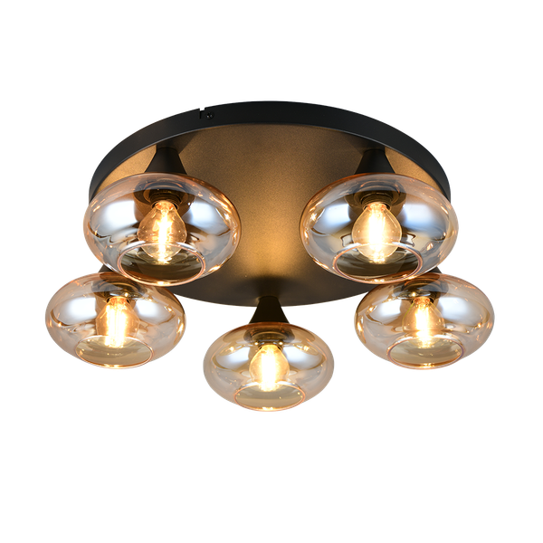 Divina ceiling lamp 5-pc E14 matt black/amber image 1