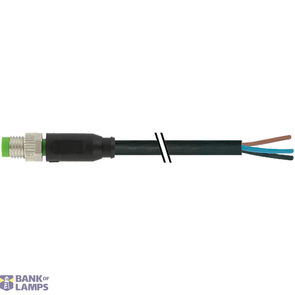 M8 male 0° A-cod. with cable PUR 3x0.25 bk UL/CSA+ drag 50.0m image 1
