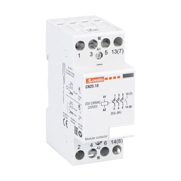 Modular contactor, three-pole or four-pole, 25A AC1, 220...230VAC (4NO) image 1