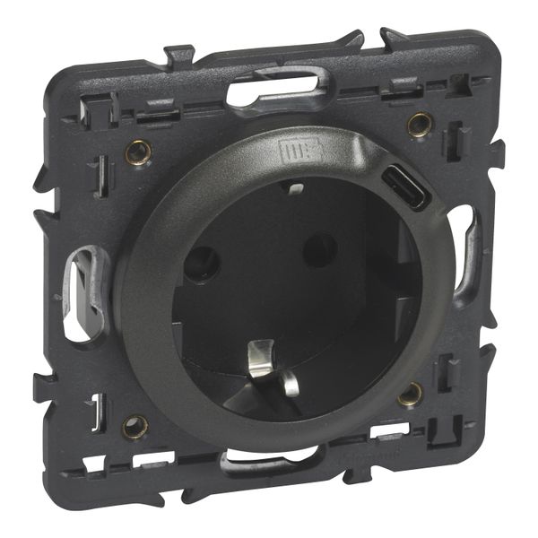 SOCKET 2P+T GERM USB C + FRAME GRAPHITE image 1