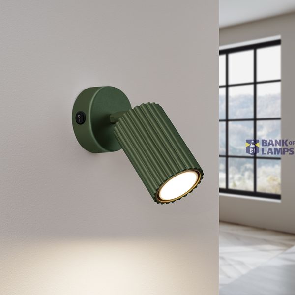 STYLISH WALL LAMP WITH SWITCH AND GROOVED OLIVE LAMPSHADE, KARBON FAMILY image 3