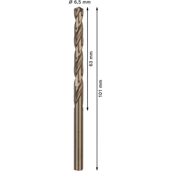 Metal drill bits HSS-Co, DIN 338 6,5 x 63 x 101 mm 10 pcs. image 2