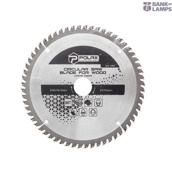 Circular saw blade for wood, carbide tipped 210x30.0/25.4, 60Т image 1
