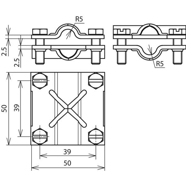 Cross unit St/tZn f. Rd 8-10/8-10mm Rd 8-10/Fl 30mm without interm. pl image 2