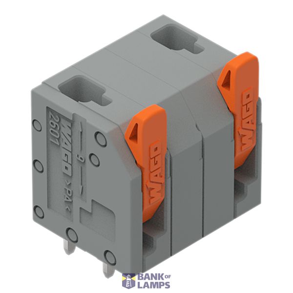 2601-3502 PCB terminal block; lever; 1.5 mm²; Pin spacing 11.5 mm; 2-pole; Push-in CAGE CLAMP®; 1,50 mm²; gray image 1