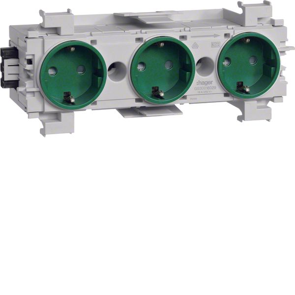 Socket-outlet 3-g. Wago f-mount green image 1