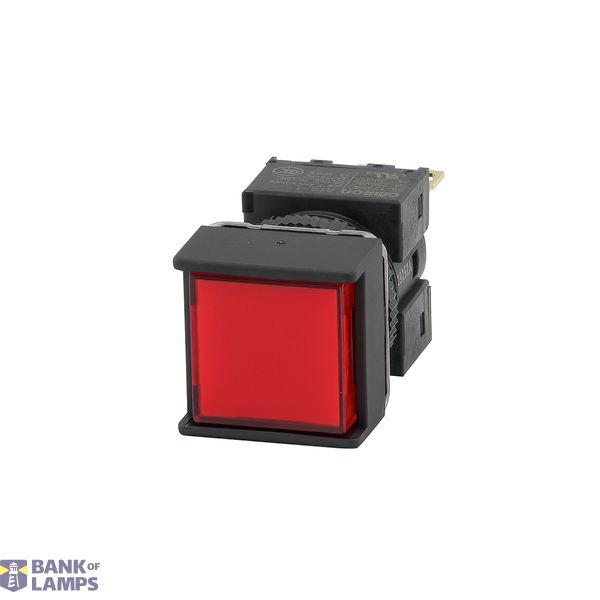 Pushbutton complete, dia. 16 mm, lighted LED 24 VDC, square, red, momentary operation, IP65, SPDT contact block, solder terminal A16 7157F image 1