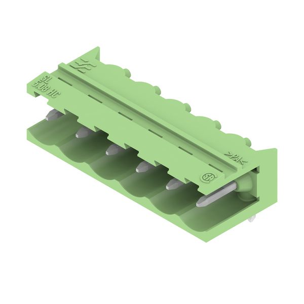 PCB plug-in connector, male header, open side, THT solder connection, 5.08 mm, Number of poles: 6, 90°, Solder pin length (l): 3.2 mm, tinned, Pale green, Box image 2