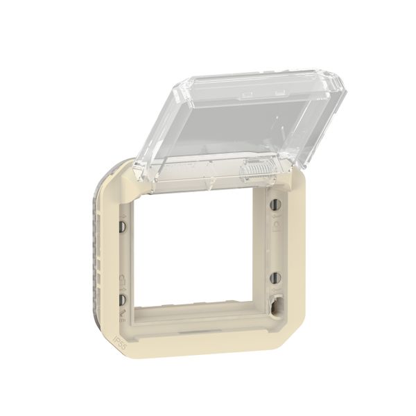 PLEXO MOSAIC ADAPTOR WITH TRANSPARENT FLAP - BEIGE - MECHANISM image 1