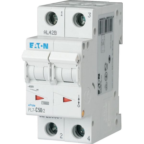 PL7-C50/2 Miniature circuit breaker (MCB), 50 A, 2p, characteristic: C image 1