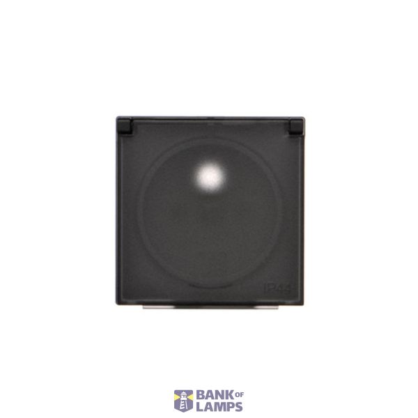 Cover for single socket outlet with earthing IP44 - transparent flap, black matt image 1