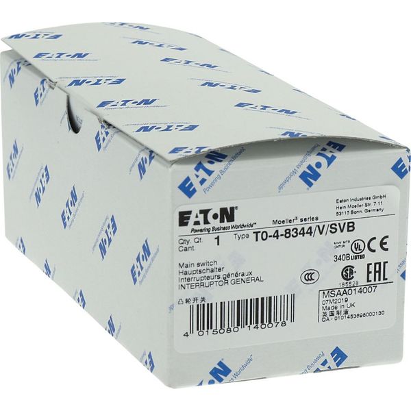 T0-4-8344/IVS On-Off switch, T0, 20 A, service distribution board mounting, 4 contact unit(s), 8-pole, with black thumb grip and front plate image 22