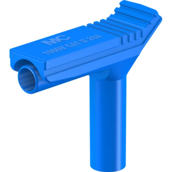 Angle plug adapter, connecting pin to 4 mm socket, blue, CAT II, 66.9694-23 image 1