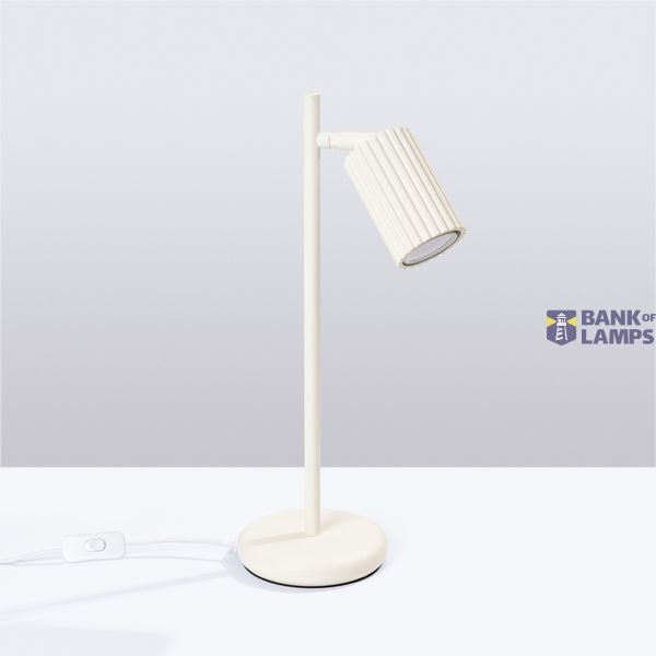 STYLISH CARBON DESK LAMP WITH A GROOVED BEIGE LAMPSHADE AND A SWITCH ON THE CABLE image 5