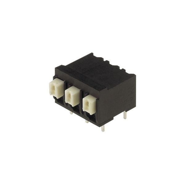Printed circuit board terminals, 5.00 mm, Number of poles: 3, 90°, Solder pin length (l): 3.5 mm, black, PUSH IN with actuator, Clamping range, max. : 1.5 mm², Tube image 1