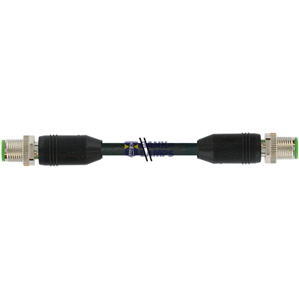M12 male 0° / M12 male 0° D-cod. shielded PUR 2x2xAWG22 bk 1.5m image 1