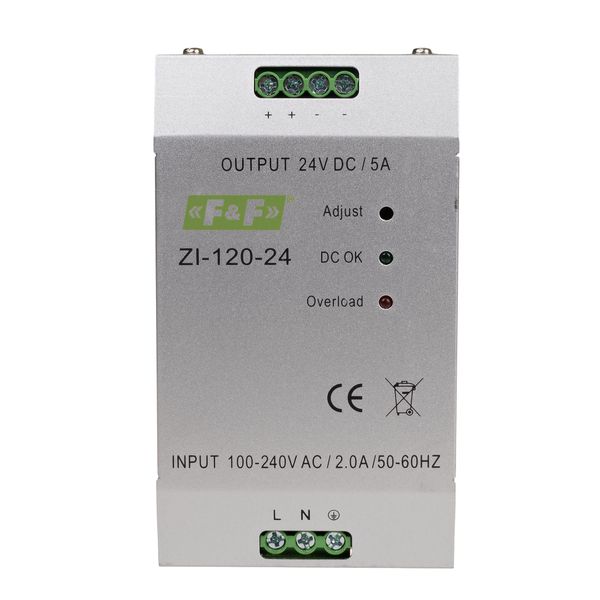 industrial switching power supply, input voltage 90Ã·264V AC/120Ã·370V DC, P=120W, output voltage 24V DC image 2