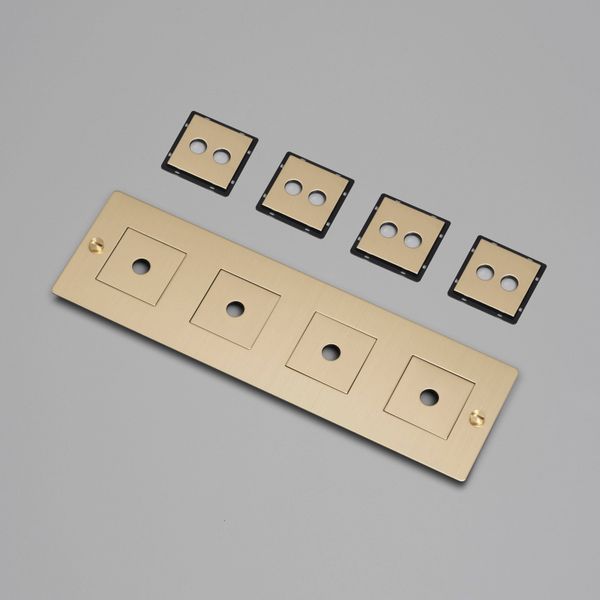 4G WALL PLATE / HORIZONTAL / WITH INFILLS / WITHOUT LOGO / BRASS image 1