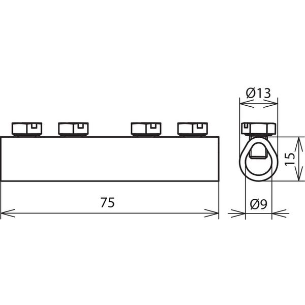Connecting sleeve Cu f. Rd 8mm with 4 screws M6x8mm image 2