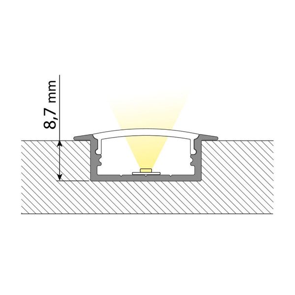 Built-in aluminum profile VD, 30x10 mm, White diffuser, complete, 2 m image 1