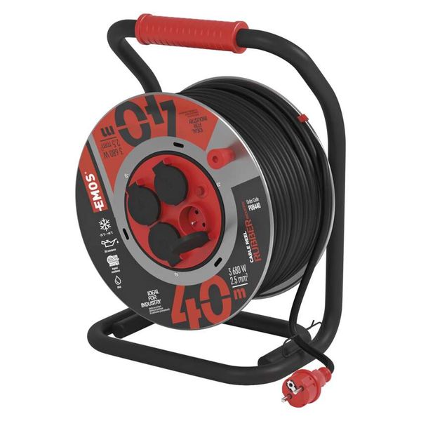 Metal cable reel, rubber-neoprene, 4s, 40m, 2.5mm2 image 1