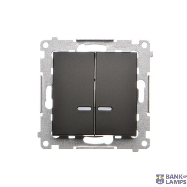 IP two-circuit switch, LED illuminated, (module), 10AX, quick connection, black matt image 1