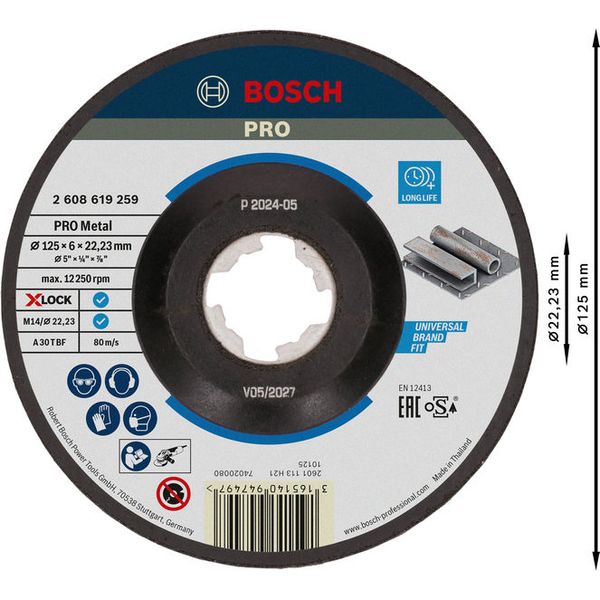 X-LOCK Expert for Metal 125x6x22.23 Depressed Grinding image 1