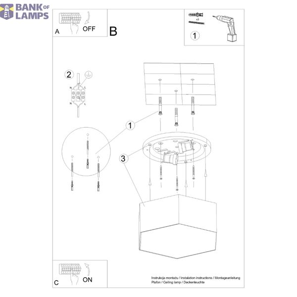 CEILING LAMP SUNDE 11 WHITE E27 2X60W IP20 image 6