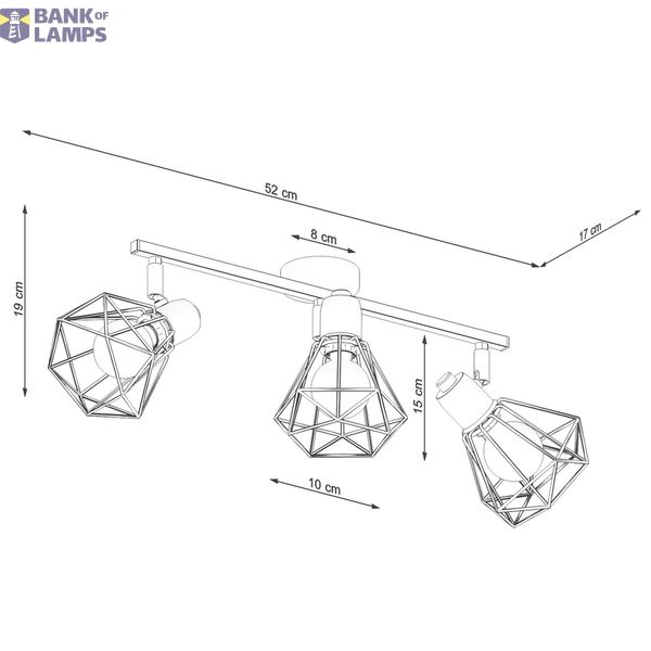 CEILING LAMP ARTEMIS 3 BLACK E14 3X40 IP20 image 3