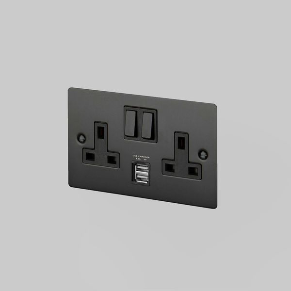 2G UK PLUG SOCKET / USB / BLACK image 1