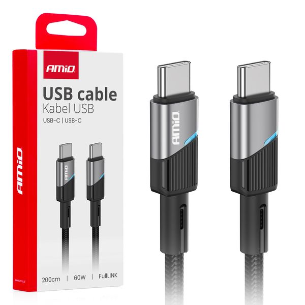USB-C to USB-C cable 60W 200cm FullLINK AMIO-03927 image 1