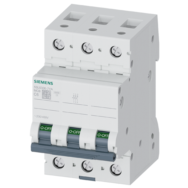 Miniature circuit breaker 230/400 V 6kA, 3-pole, C, 6A image 1