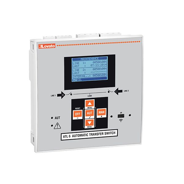 Automatic transfer switch controller with optical port for 2 power sources (144X144mm/5.7X5.7”), power supply 110...240VAC and 12/24VDC, expandable with EXP... expansion modules image 1