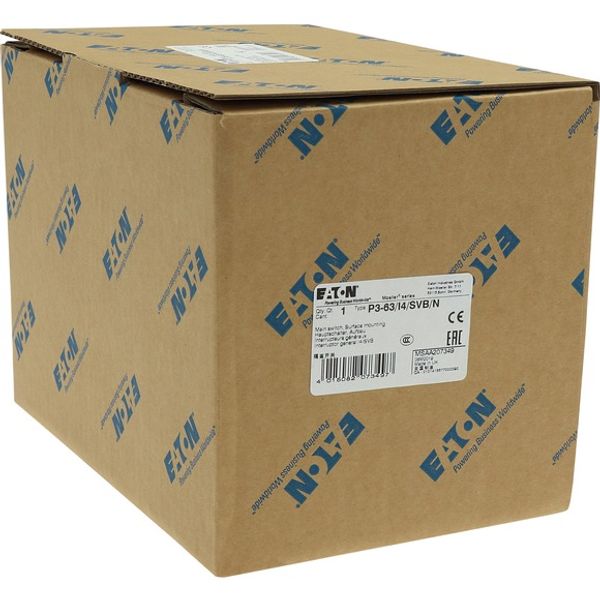 P3-63/I4/SVB/N Main switch, P3, 63 A, surface mounting, 3 pole + N, Emergency switching off function, With red rotary handle and yellow locking ring, Lockable in the image 10