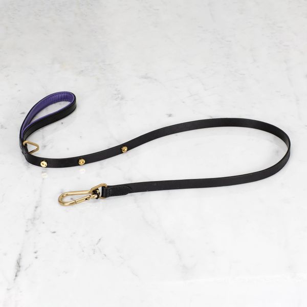 DOG LEAD / CROSS / BLACK / PURPLE / BRASS (15MM) image 1