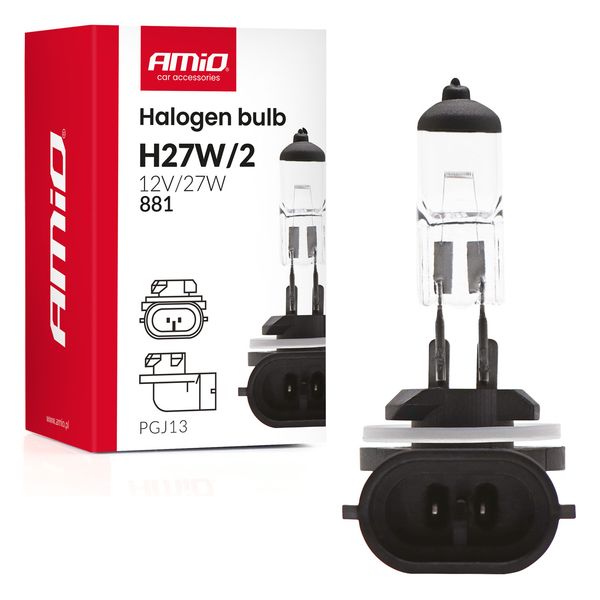 Halogen Bulb H27W/2 881 PGJ13 12V 27W AMIO-04413 image 1