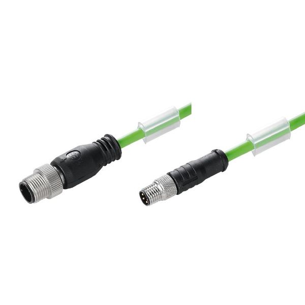 Bus line, Connecting line, M12 / M8, Number of poles: 4, 1.5 m, Male, straight - male, straight, Shielded: Yes, LED: No, Sheath material: PUR, Halogen: No image 1