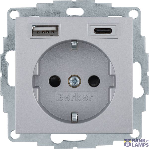 WCD RA, USB A + USB C (PD), berker S.1/B.3/B.7 aluminium mat image 1