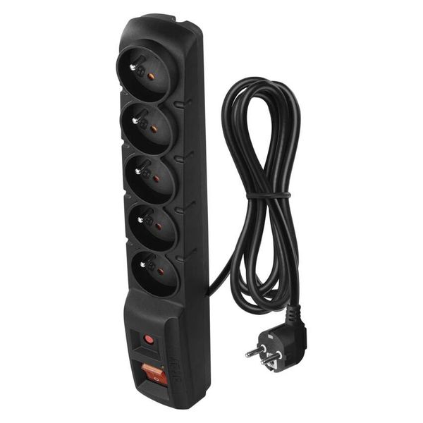 Surge Protector – 5 sockets, 1,5m, black image 1