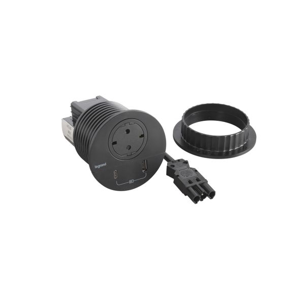 DISQ80 BLACK SOCKET SCH USB A+C 0,5M CORD GST18 image 1